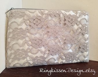 Clutch,silber- grau "Elegance  "Spitze"