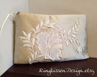 Seiden Clutch- "Champagner-ivory"