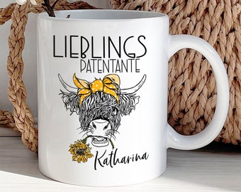 Tasse Patentante personalisiert - Geschenk Taufe Geburtstag Ostern Weihnachten - Geschenk Taufpatin