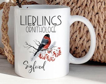 Tasse Ornithologe personalisiert - Geschenk Ostern Geburtstag Weihnachten - Geschenk Vogelkundler