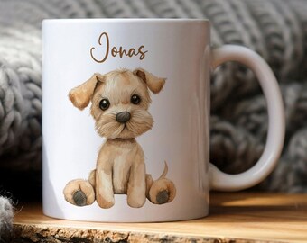 Kindertasse mit Name - Tasse mit Tieren - Tasse Hund - Kinder Geschenk - Kindertasse personalisiert - Geschenke Mädchen und Junge