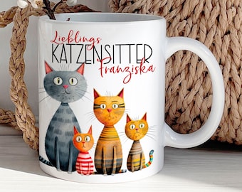 Tasse Katzensitter personalisiert - Geschenk für den Lieblingskatzensitter - Dankeschön Tiersitter