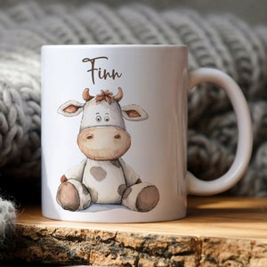 Children's cup with name - cup with animals - cup cow - children's gift - children's cup personalized - gifts for girls and boys