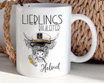 Tasse Bauleiter personalisiert - Geschenk Ostern Geburtstag Weihnachten - Geschenk für Bauingenieure