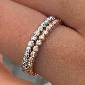 Natural Diamond Band / Full Diamond Eternity Ring White/Rose Gold Eternity Ring / Diamond Stacking Band /Full Natural Diamond Band