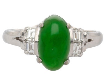 期間限定 セール - 売れ筋ランキングをチェック 2.69 Carat Oval-shaped Cabochon Bright Green Natural Type A アクセサリー