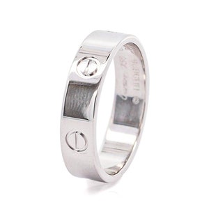 Cartier 6mm Love Band in 18K White Gold Men's Wedding Band Ring in Size 12.5