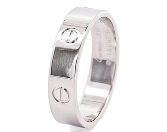 Cartier 6mm Love Band in 18K White Gold Men's Wedding Band Ring in Size 12.5