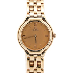 Vintage 1997 Omega Deville in 18K Yellow Gold Quartz Classic Quartz Watch with Box & Papers