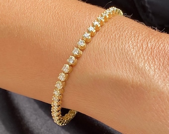 7.00 カラット 天然ダイヤモンド テニスブレスレット G SI 14K