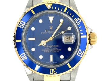 Buy Pre-owned Rolex Submariner Date Blue Dial 40MM 16613 in