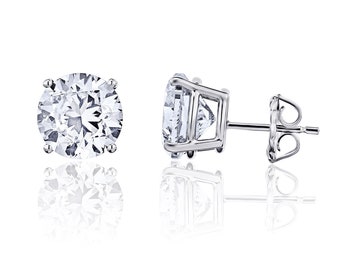 3 Carat LAB GROWN DIAMOND Studs, Vs1 Diamond Stud Earrings, 14k White Gold Certified 3ct Single Big Diamond Stud Earring, 6ct total diamonds