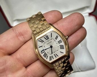 Cartier Tortue Ladies Watch 18kt Rose Gold With Original Cartier Box | Cartier Tortue Tonneau Shape 31mm Dial Manual Wind Vintage Watch