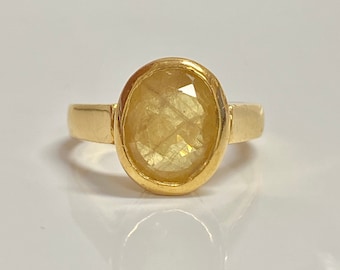Vintage Yellow Sapphire Ring in 22k Solid Gold, Vintage Oval Cut Yellow Sapphire Pinky Ring, Natural Yellow Sapphire Vintage Antique ring