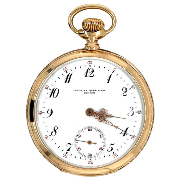 Antique Patek Philippe Pocket Watch 258729 in 18k Yellow Gold With Arabic Numerals and Chronograph | Vintage Patek Philippe Pocket Watch