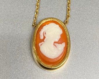 Mini Victorian Cameo Necklace, Italian Cultured Pearl Shell Cameo Station Necklace