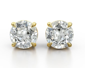 GIA 2,68 Karat Altschliff Diamant 14K Gold Ohrstecker