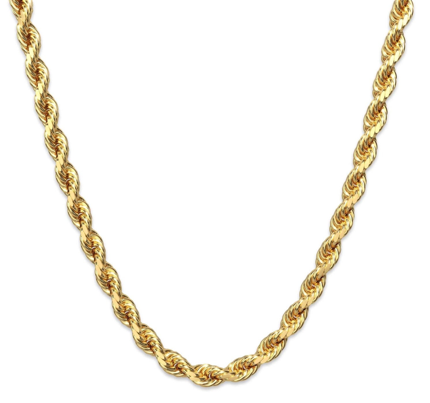 14k Solid Gold 3mm 1822 Inch Rope Chain 14k Solid Yellow Etsy