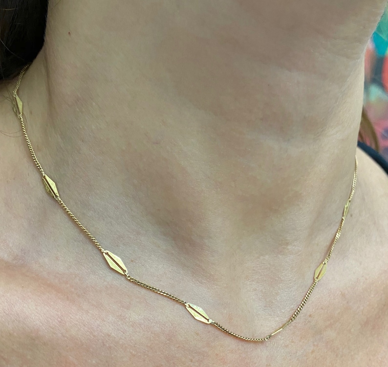 Thin 14k Solid Gold Necklace / 16 inch 14k Yellow Gold thin Etsy