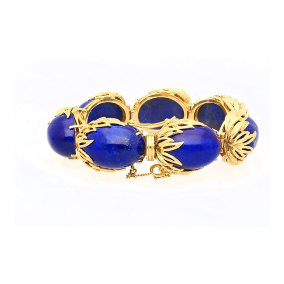 Retro 2.50 CTTW Blue Lapis Lazuli Bracelet in Flor