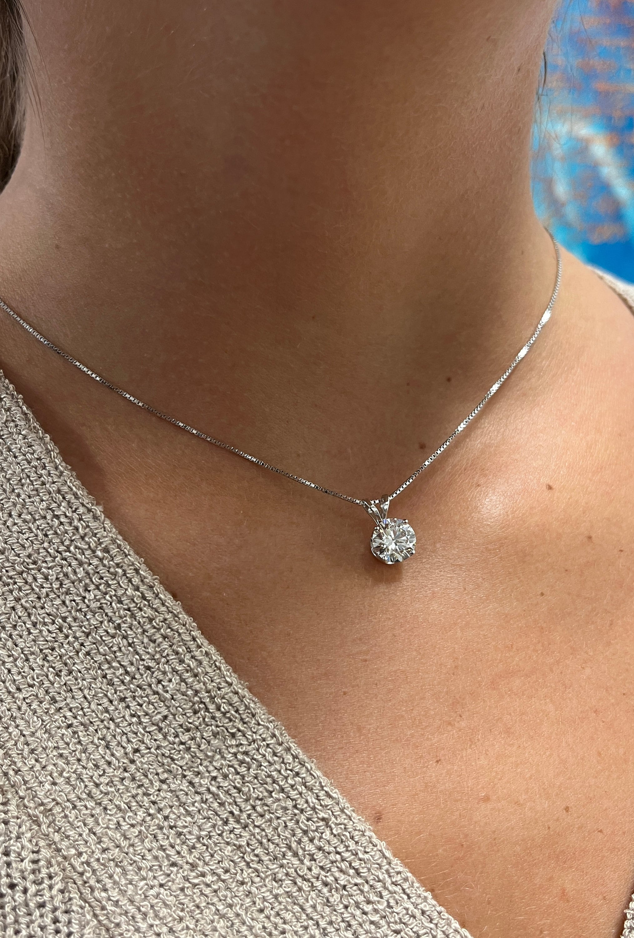 2.09 Carat Round Cut Lab Grown CVD Diamond Solitaire Pendant in