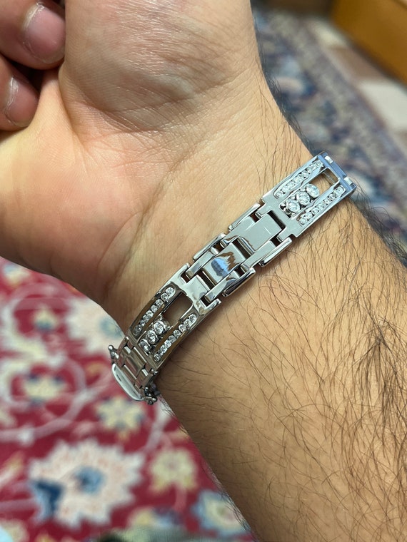 Link bracelet mens hotsell white gold bracelet
