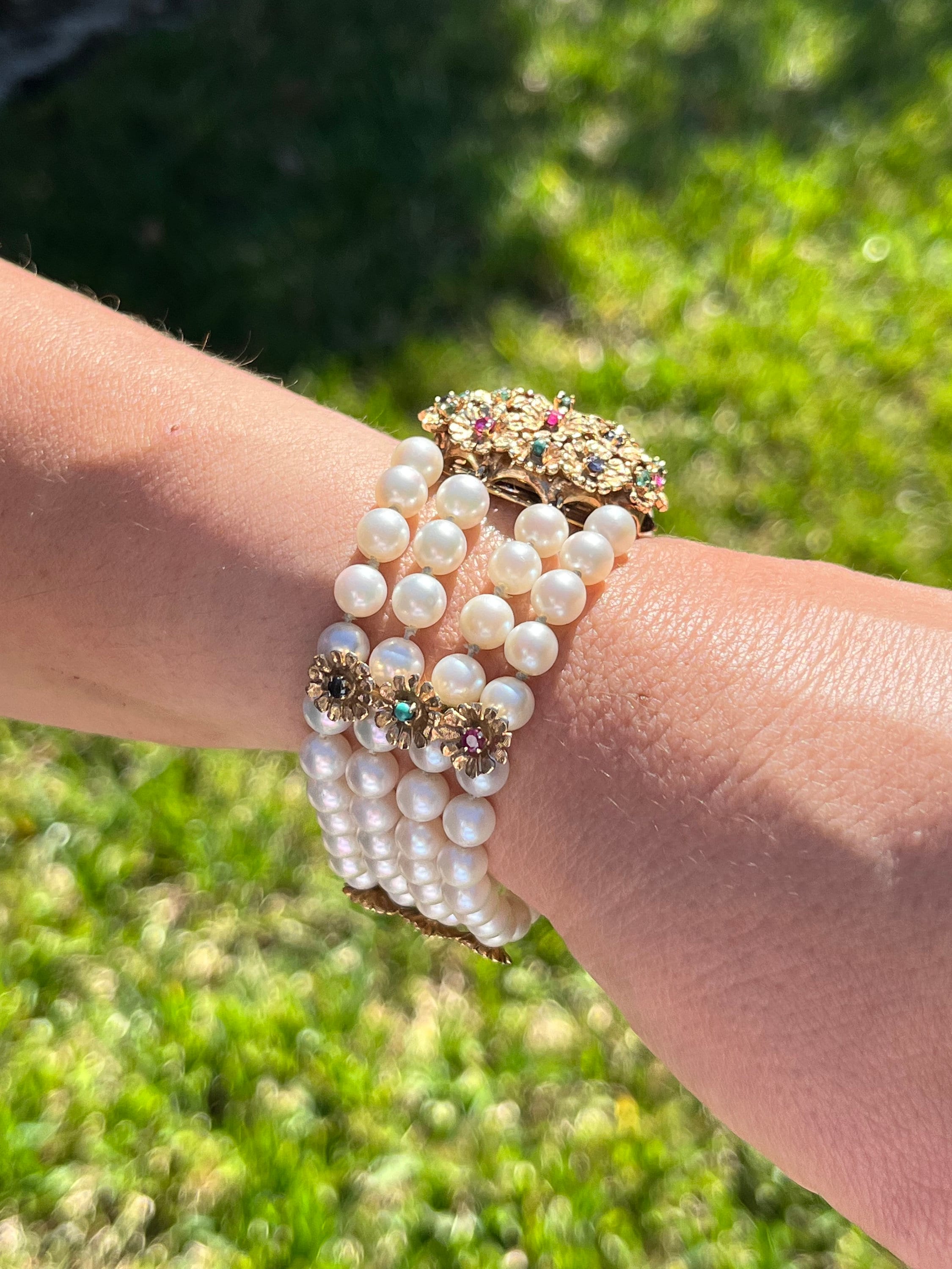Bracciale Vintage A Strati Con Perle E Catena Dorata – Bracciale A Filo Doppio Strato – Gioiello Donna - 3