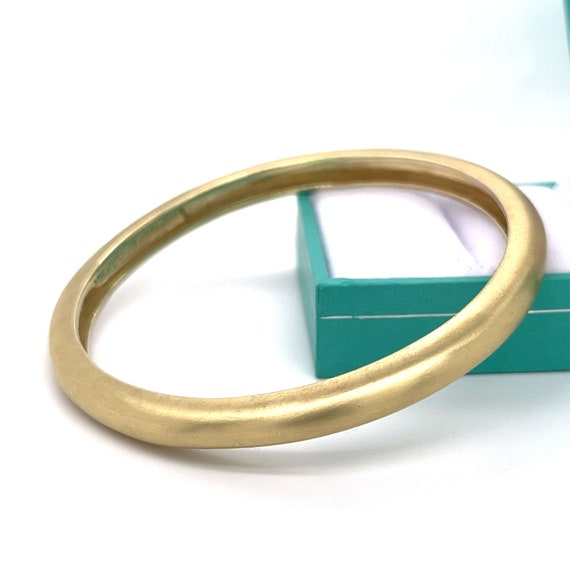 14K Solid Brushed Gold Bangle Bracelet 14K Yellow Gold MIGNON