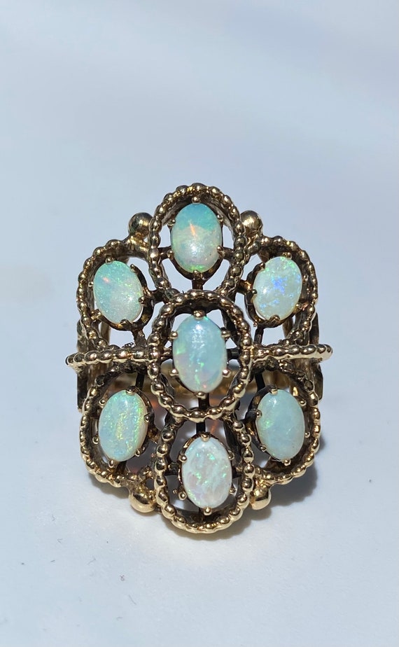 Vintage Retro White Opal Ring, Retro mid century … - image 2