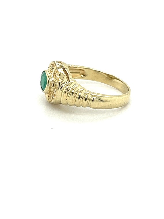 18K Solid Gold Oval Cut Natural Emerald Ring in T… - image 5