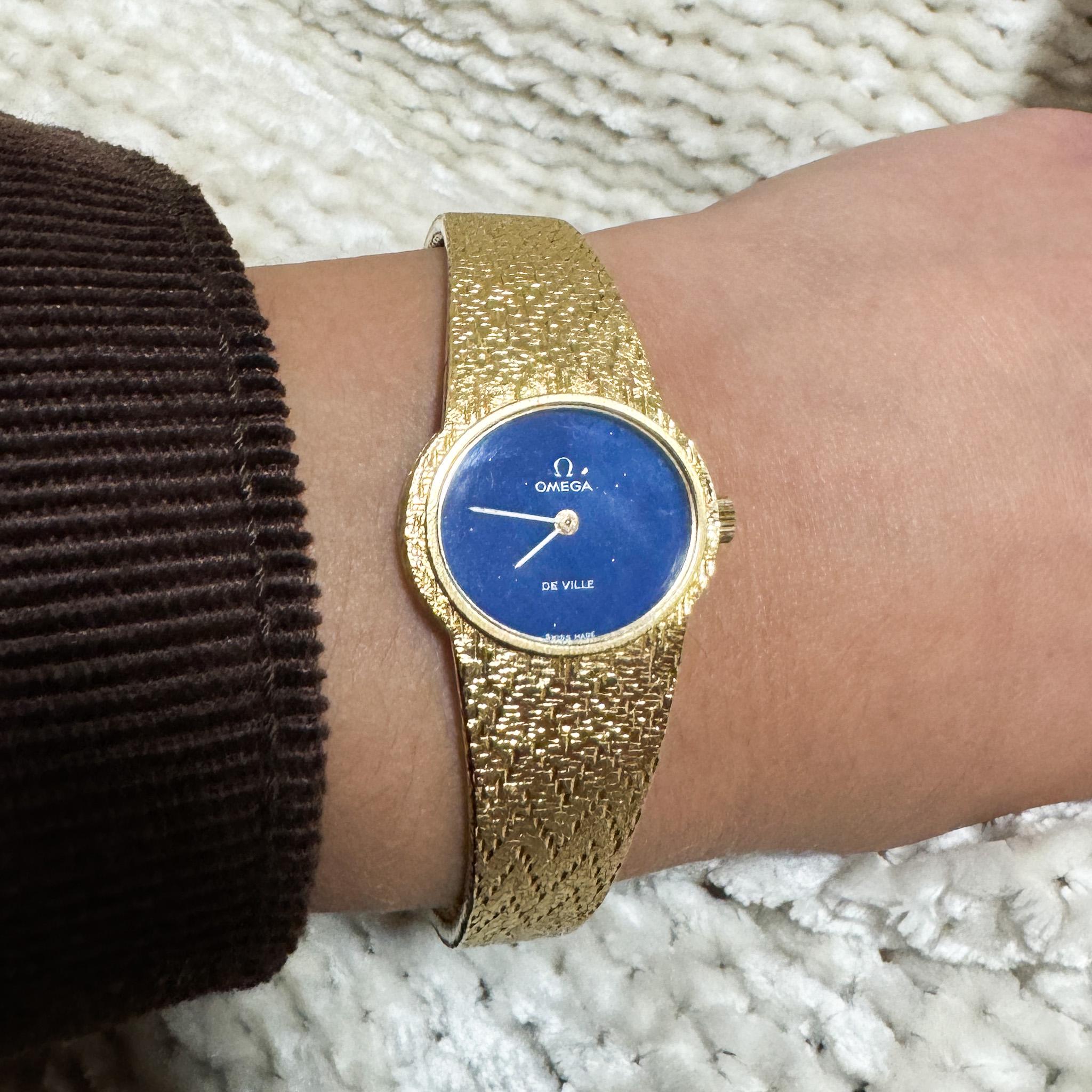 Vintage Lapis Lazuli Oval Gold Bracelet Watch Gem Time Lapis Lazuli Women main image 4