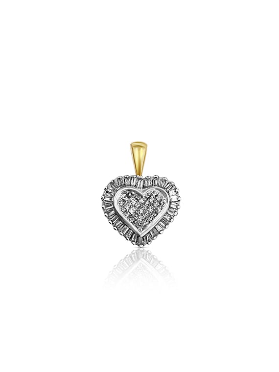 Genuine Diamond Heart Pendant 10k White Gold with Black and White Diamonds Genuine Diamond Heart Pendant 10k White Gold with Black and White Diamonds