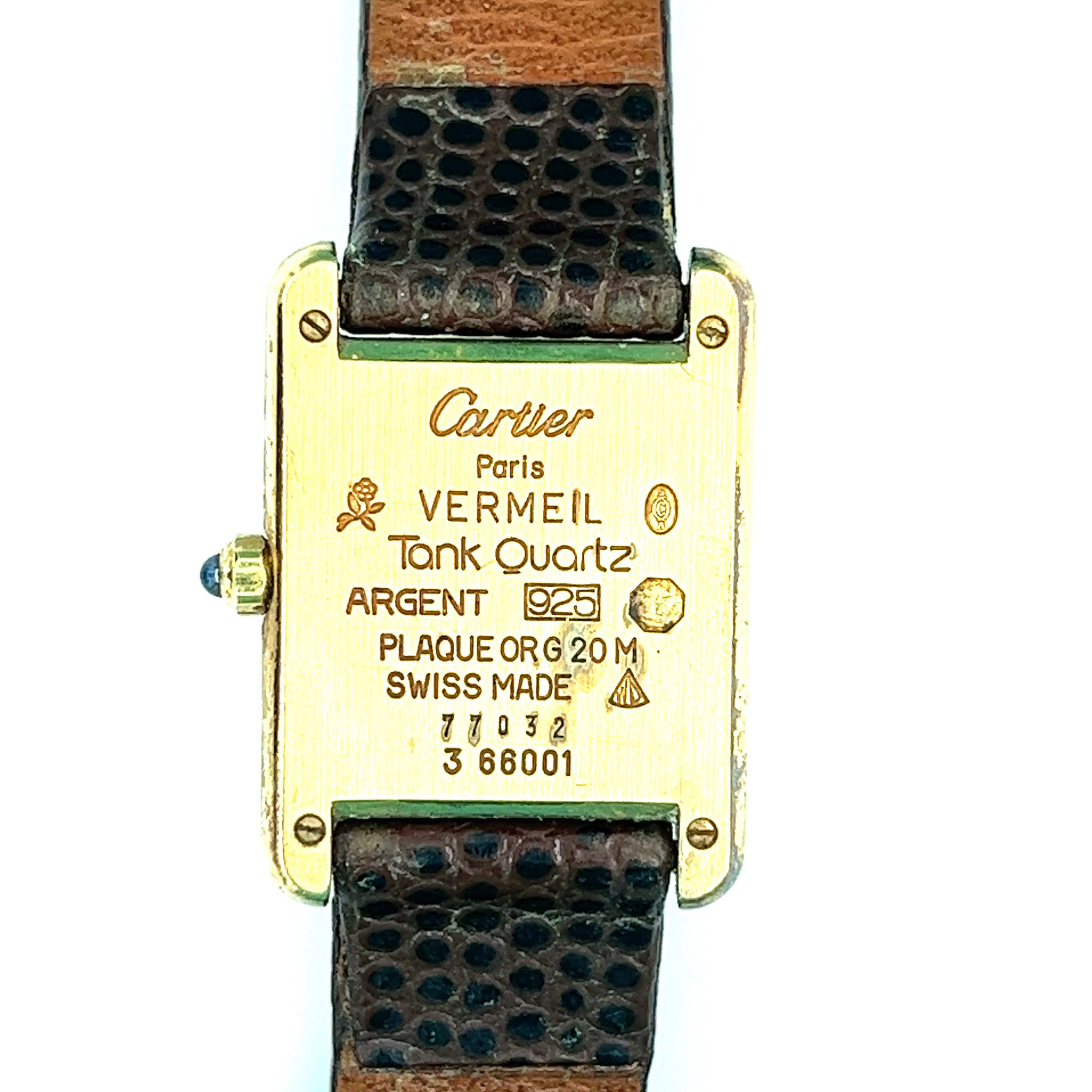 Cartier Vermeil Tank Quartz Argent 3 66001 With Leather Strap - Etsy