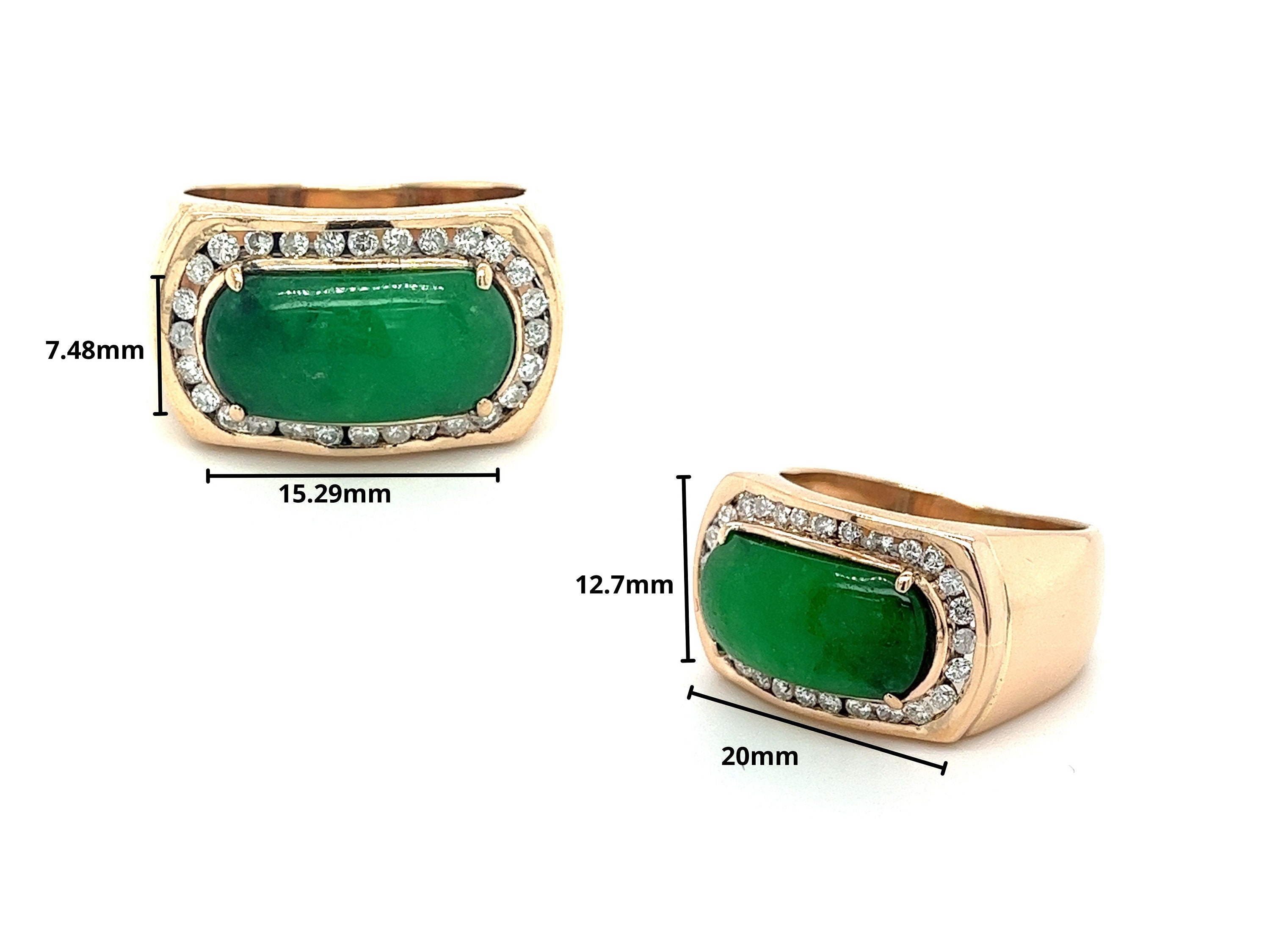 Anello vintage in oro giallo massiccio 18 carati, giada verde sella e giada bianca, misura 8 - Italia