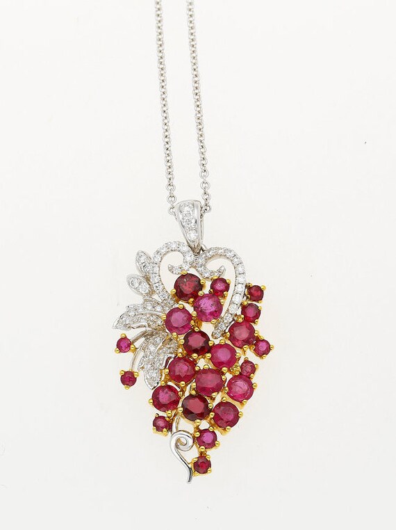 Ruby Necklace Ruby and Diamond Necklace Heart Shaped Necklace