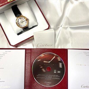 Cartier Ballon Bleu 36mm Automatic 3003 in Leather Strap With Box & Papers, Unisex Cartier 18K Yellow Gold Ballon Watch Round White Dial image 9