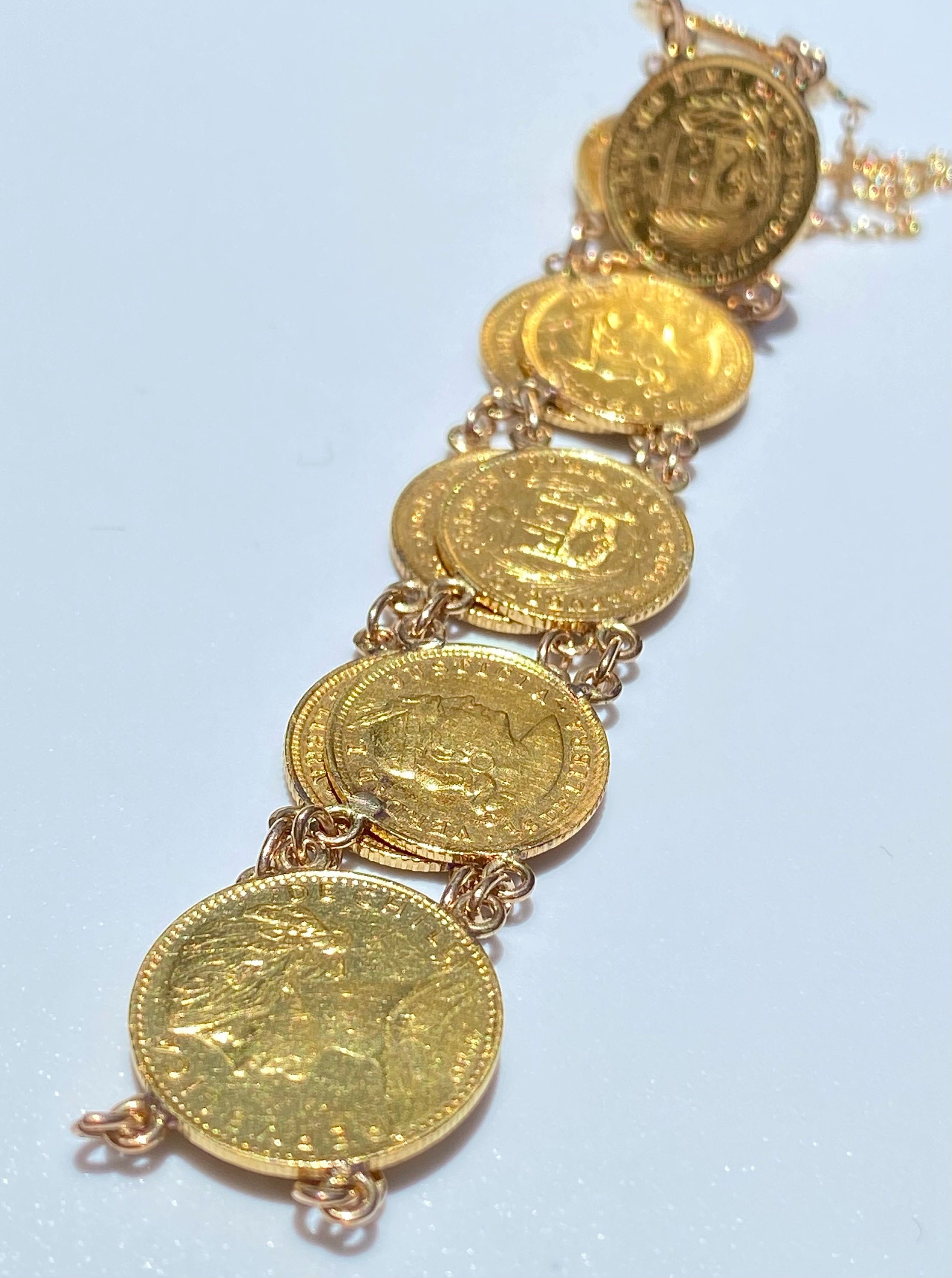 22k Solid Gold Coin Bracelet 1920 22k Gold Libra Coin Vintage Etsy UK