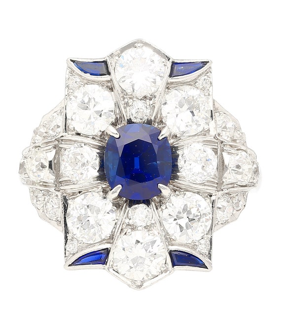 Vintage Art Deco Platinum Blue Sapphire And Old E… - image 2