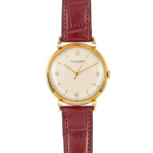 Vintage IWC Schaffhausen Manual Wind 36mm 18K Yellow Gold Watch Circa 1940s on Leather