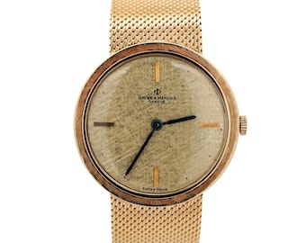 Vintage Baume Mercier 18K Yellow Gold Manual Wind Mesh Bracelet Watch
