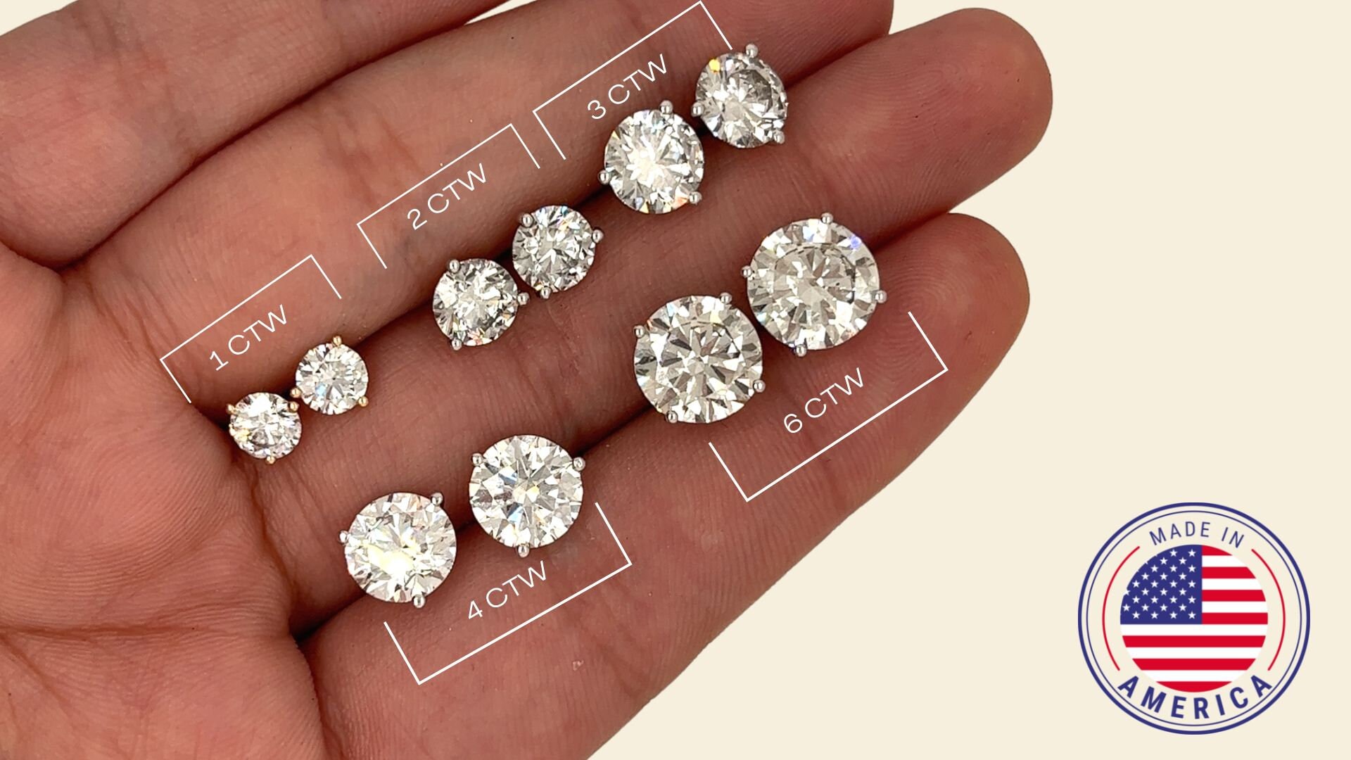 14K Gold 3 Prong Martini Stud Earrings Mounting