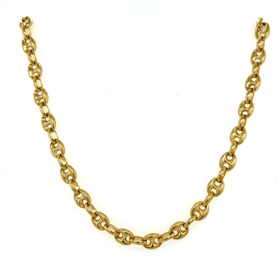 Real 14K Gold Puff Anchor Mariner Chain Link Necklace of 5.5mm