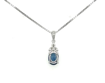 Edles Collier Blauer Saphir Und Brillanten 18K Weißgold