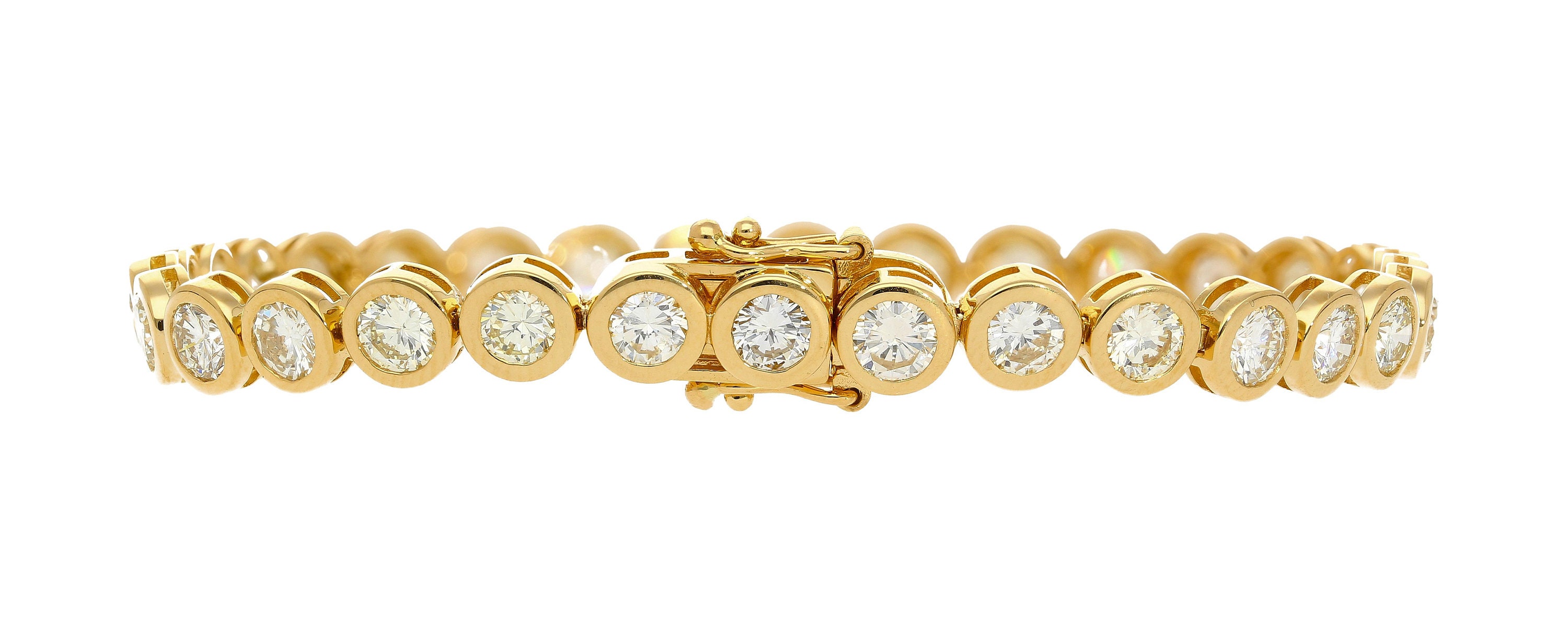 7.8-10 Carat 18K Yellow Gold Bezel Set Diamond Tennis 7.8-10 Carat 18K Yellow Gold Bezel Set Diamond Tennis