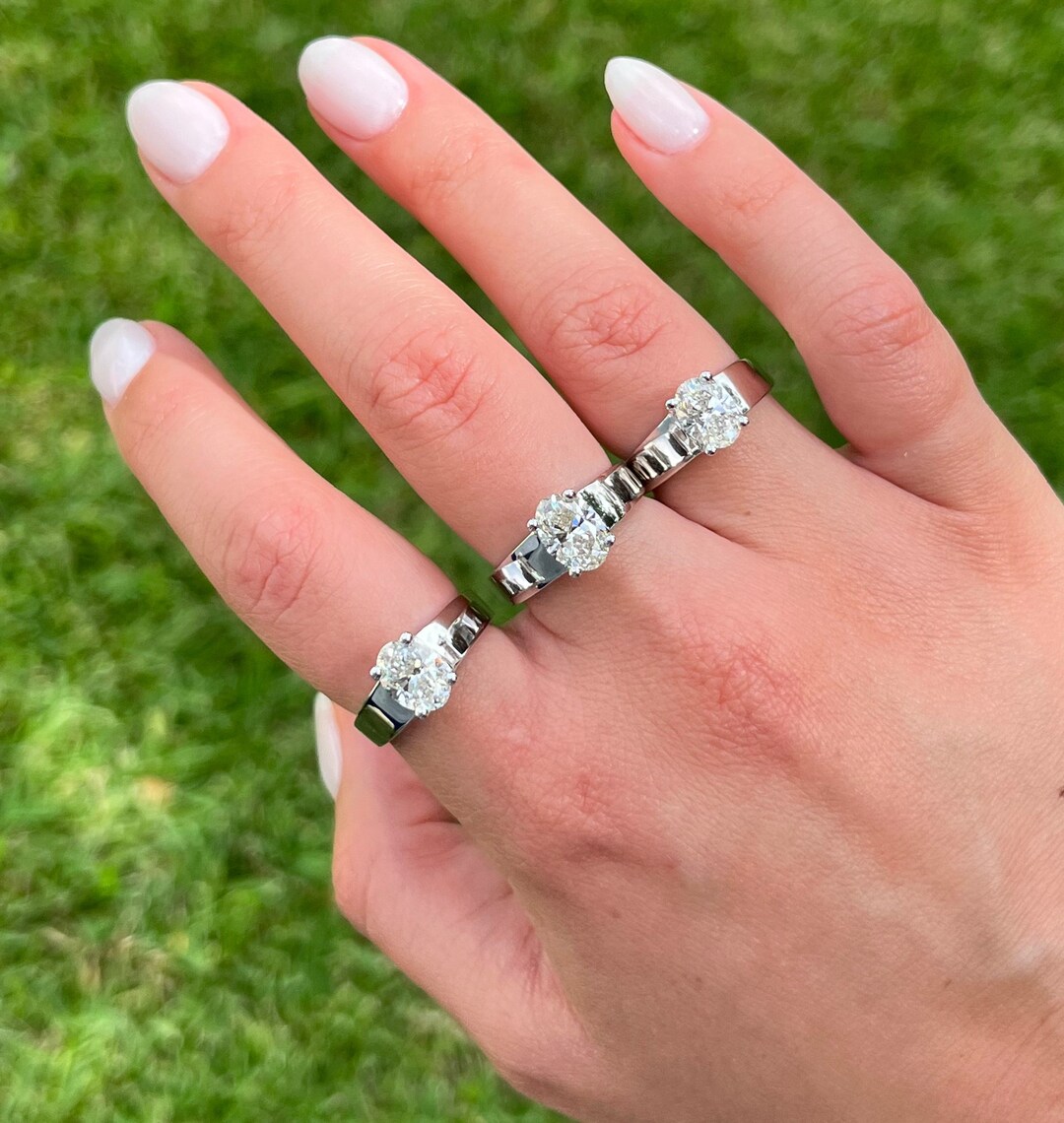 1.50 Carat Oval Cut Lab Grown Diamond in Wide Band Ring Shank IGI Certified 1.241.50 Carat Lab