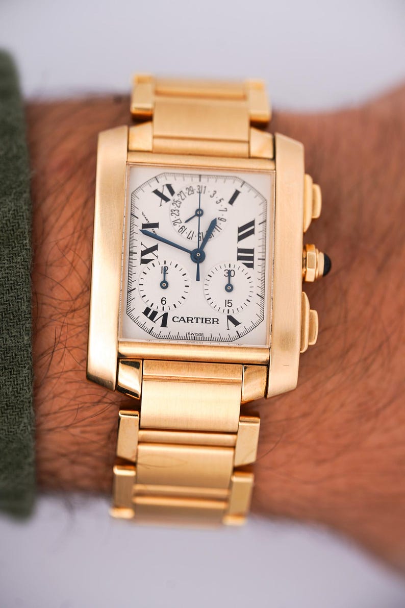 Cartier Tank Française 1830 Chronograph 18k Gold Watch