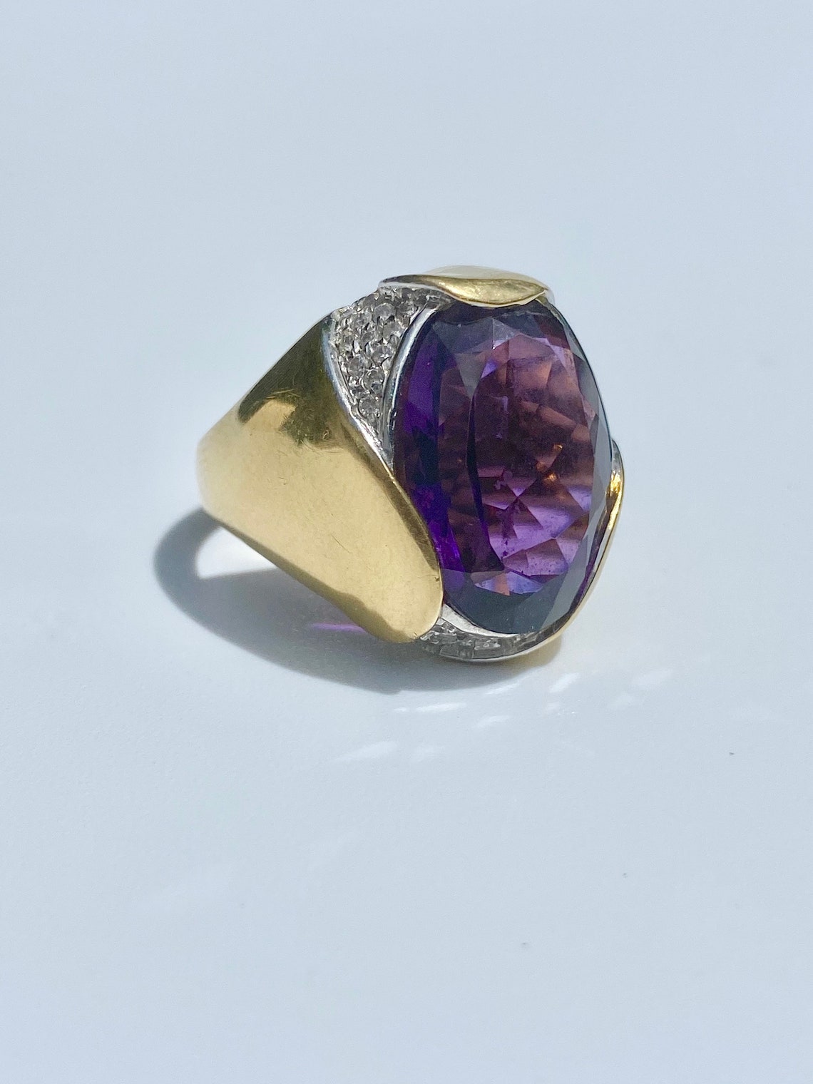 Purple Amethyst Ring Vintage Amethyst Statement Ring Vintage Etsy