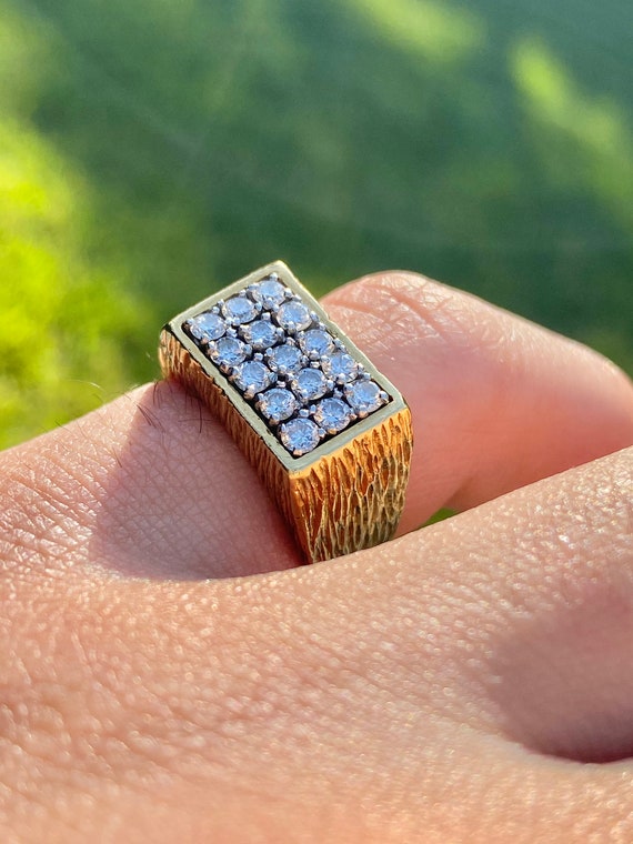 Vintage Diamond and Gold Mens Pinky Ring, Diamond… - image 7