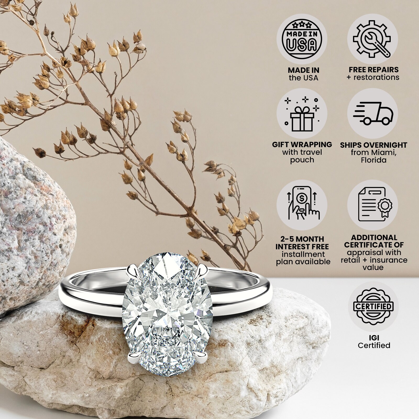 Bague Solitaire Homme Diamant 2,60 Ct Créé En Labo - Argent 925 - Taille Sur Mesure