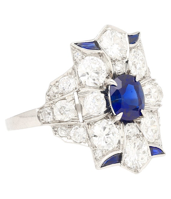 Vintage Art Deco Platinum Blue Sapphire And Old E… - image 4